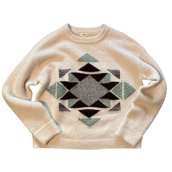 Women's A.N.A Aztec Tribal Print Oversized Pullover Crew Neck Sweater Large Tall - Picture 1 of 1